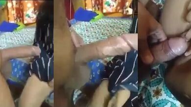 Desi sister gets cock massage on her pussy