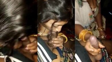 Naughty Indian aunty cock sucking and handjob with cumshot