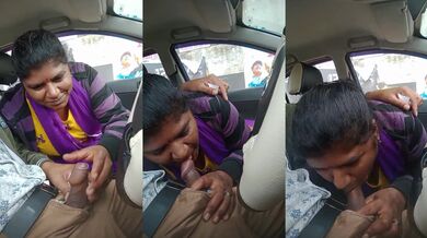 Sexy telugu lady sucks lover’s dick in car mms