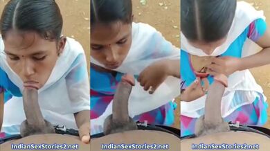 Telugu girl sucks black cock outdoors